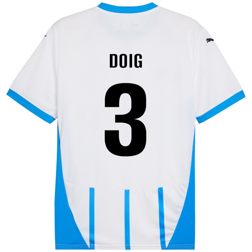 Niño Camiseta Josh Doig #3 Blanco Azul 2ª Equipación 2024/25 La Camisa