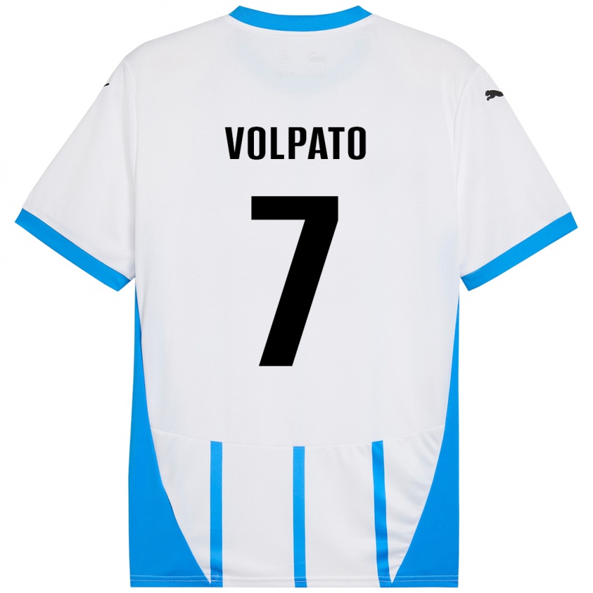 Niño Camiseta Cristian Volpato #7 Blanco Azul 2ª Equipación 2024/25 La Camisa