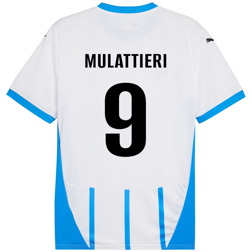 Niño Camiseta Samuele Mulattieri #9 Blanco Azul 2ª Equipación 2024/25 La Camisa