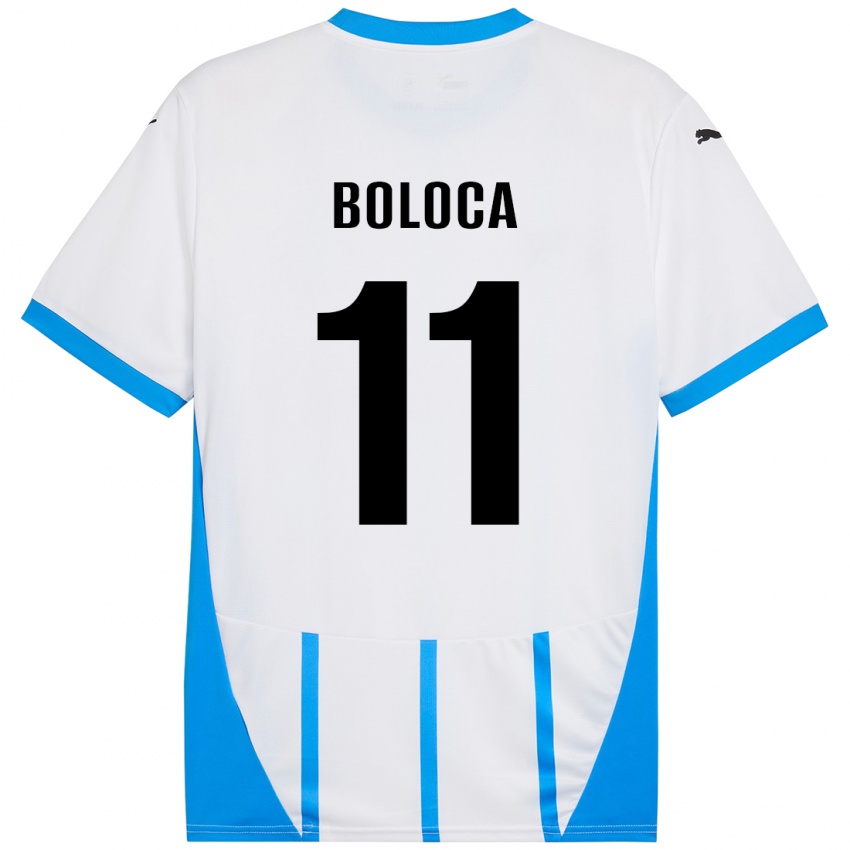 Niño Camiseta Daniel Boloca #11 Blanco Azul 2ª Equipación 2024/25 La Camisa