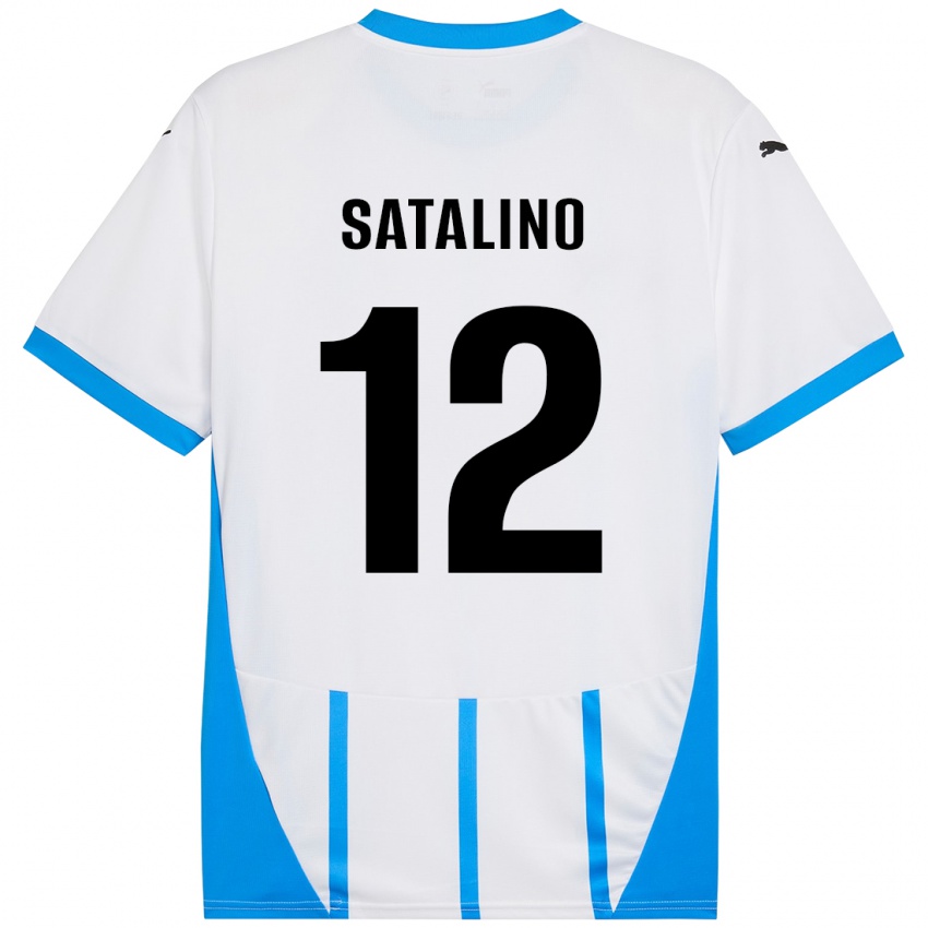 Niño Camiseta Giacomo Satalino #12 Blanco Azul 2ª Equipación 2024/25 La Camisa