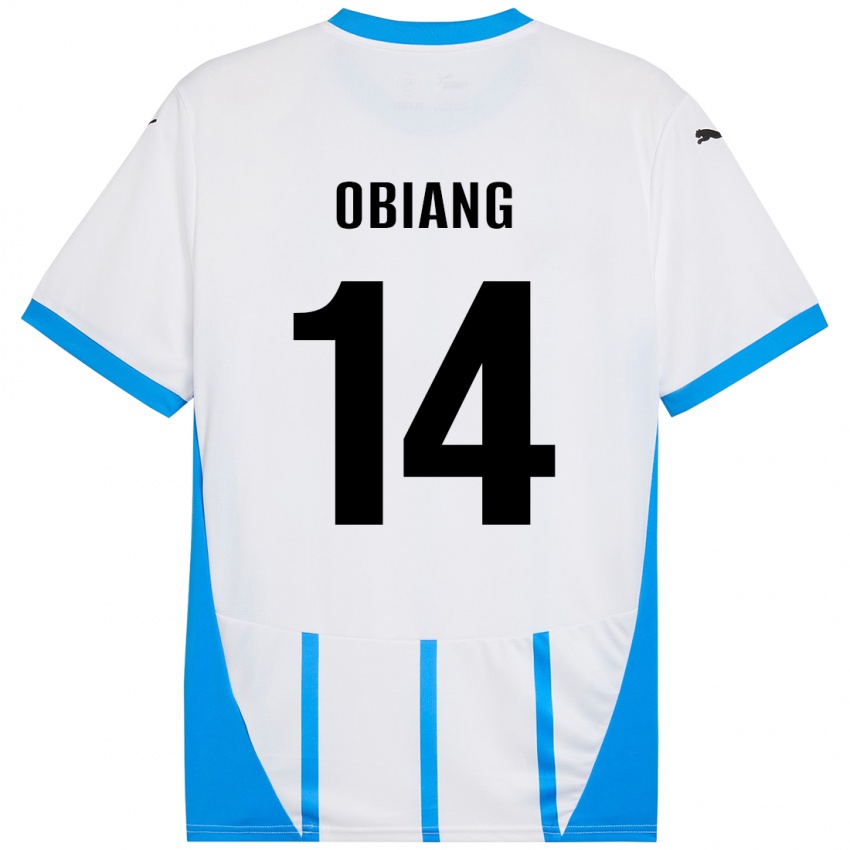 Niño Camiseta Pedro Obiang #14 Blanco Azul 2ª Equipación 2024/25 La Camisa