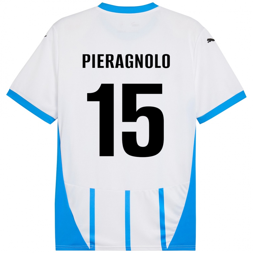 Niño Camiseta Edoardo Pieragnolo #15 Blanco Azul 2ª Equipación 2024/25 La Camisa