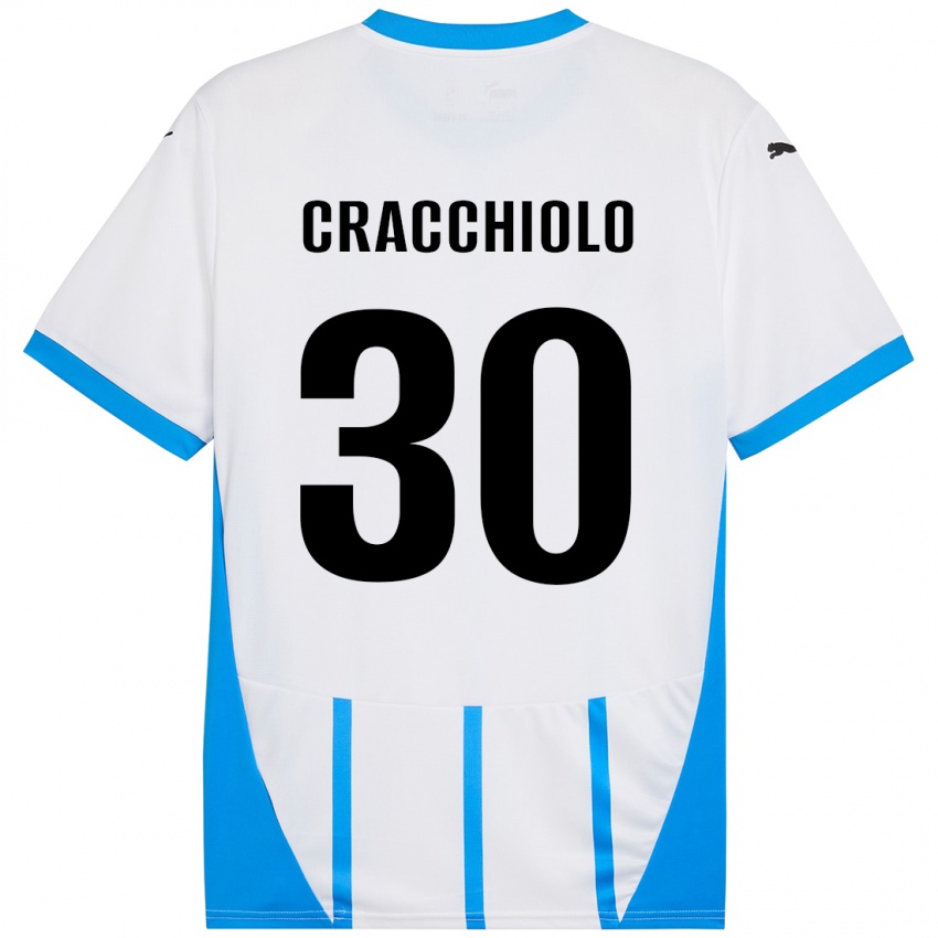 Niño Camiseta Leonardo Cracchiolo #30 Blanco Azul 2ª Equipación 2024/25 La Camisa