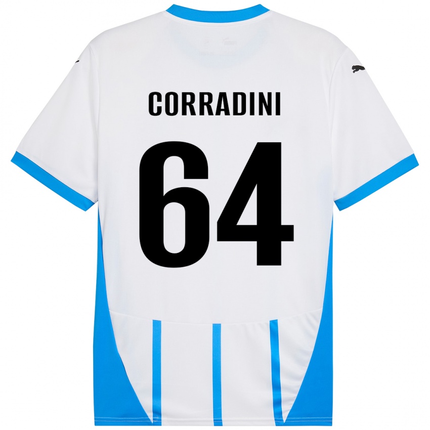 Niño Camiseta Francesco Corradini #64 Blanco Azul 2ª Equipación 2024/25 La Camisa