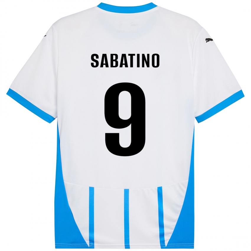 Niño Camiseta Daniela Sabatino #9 Blanco Azul 2ª Equipación 2024/25 La Camisa