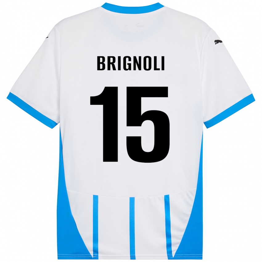 Niño Camiseta Benedetta Brignoli #15 Blanco Azul 2ª Equipación 2024/25 La Camisa