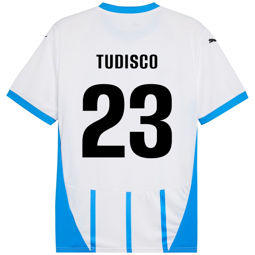 Niño Camiseta Giorgia Tudisco #23 Blanco Azul 2ª Equipación 2024/25 La Camisa