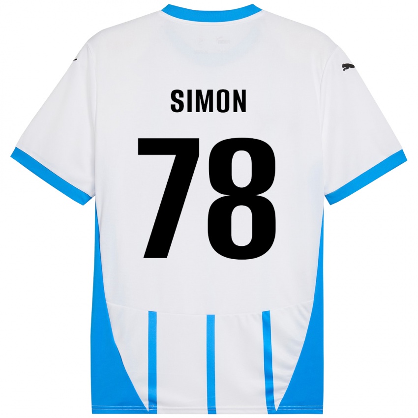 Niño Camiseta Bénédicte Simon #78 Blanco Azul 2ª Equipación 2024/25 La Camisa