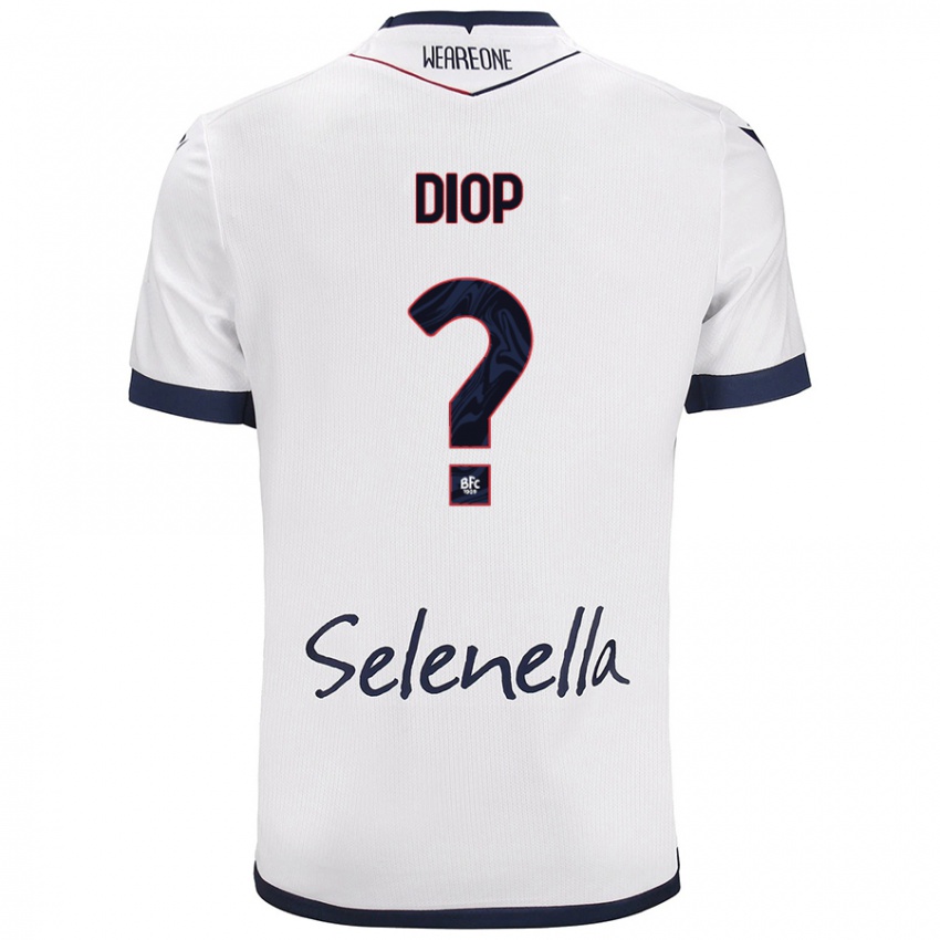 Niño Camiseta Saer Diop #0 Blanco Azul Real 2ª Equipación 2024/25 La Camisa