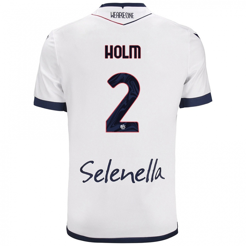 Niño Camiseta Emil Holm #2 Blanco Azul Real 2ª Equipación 2024/25 La Camisa