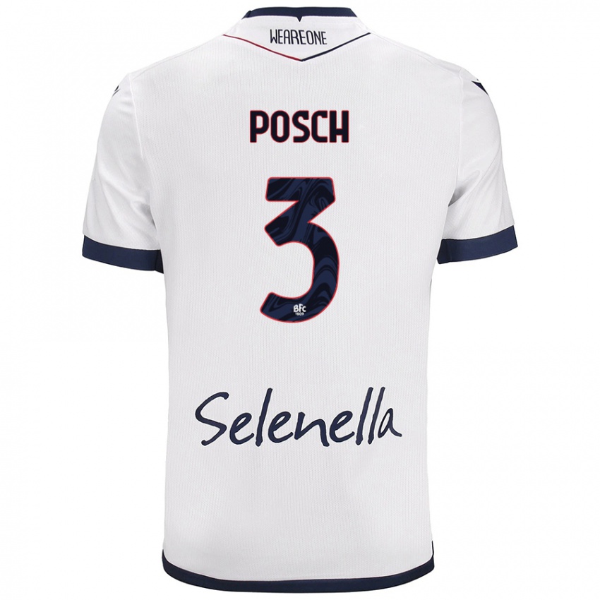 Niño Camiseta Stefan Posch #3 Blanco Azul Real 2ª Equipación 2024/25 La Camisa