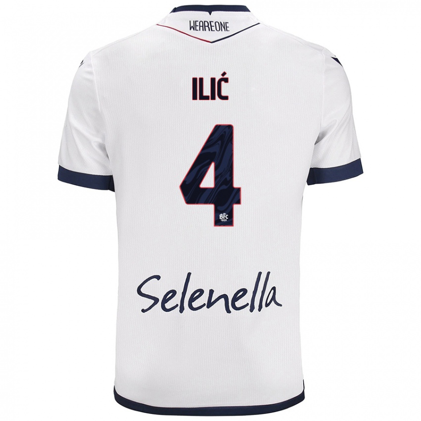 Niño Camiseta Mihajlo Ilić #4 Blanco Azul Real 2ª Equipación 2024/25 La Camisa