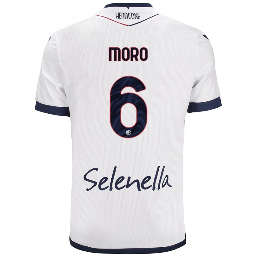 Niño Camiseta Nikola Moro #6 Blanco Azul Real 2ª Equipación 2024/25 La Camisa