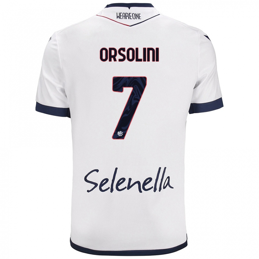 Niño Camiseta Riccardo Orsolini #7 Blanco Azul Real 2ª Equipación 2024/25 La Camisa