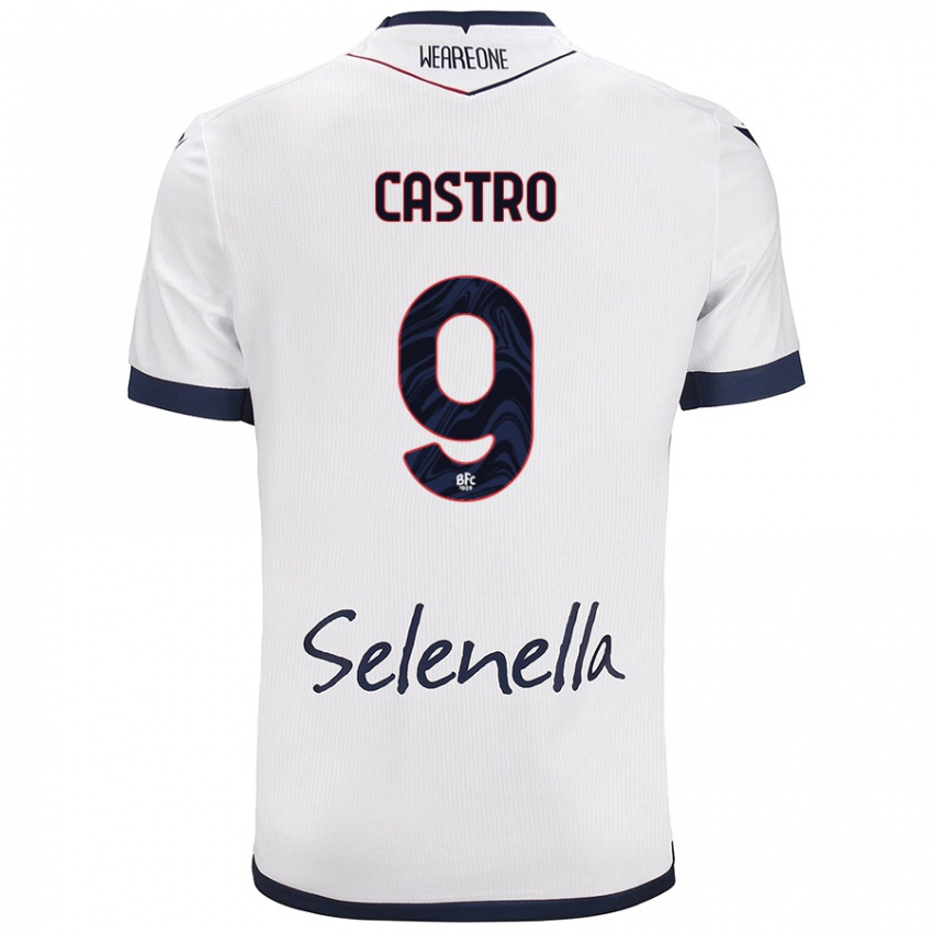 Niño Camiseta Santiago Castro #9 Blanco Azul Real 2ª Equipación 2024/25 La Camisa