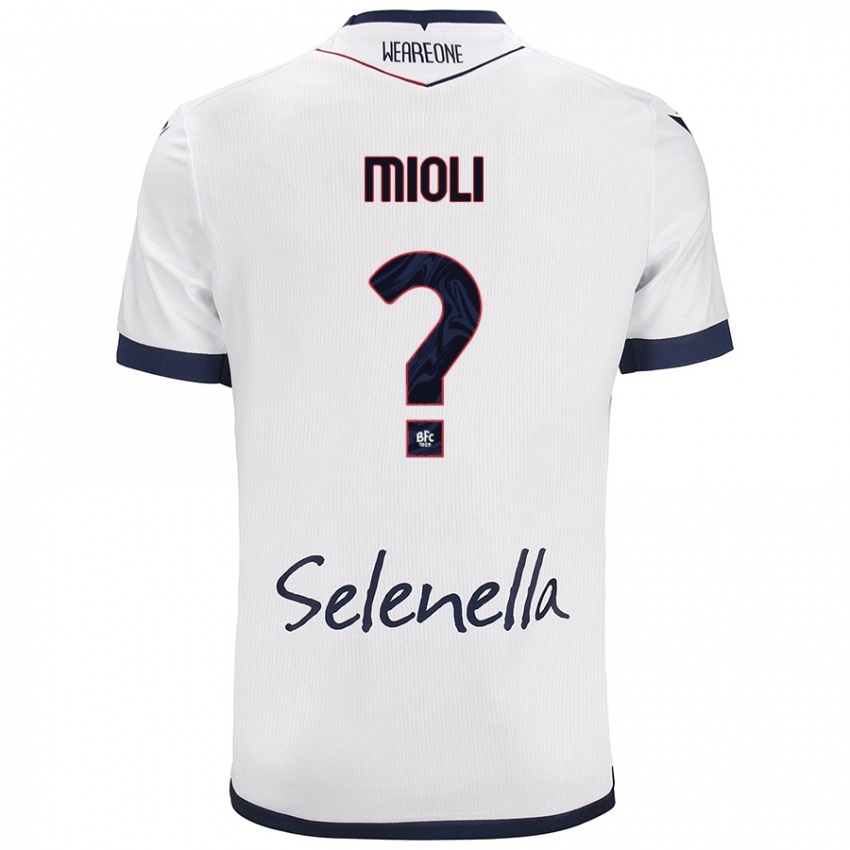 Niño Camiseta Mattia Mioli #0 Blanco Azul Real 2ª Equipación 2024/25 La Camisa