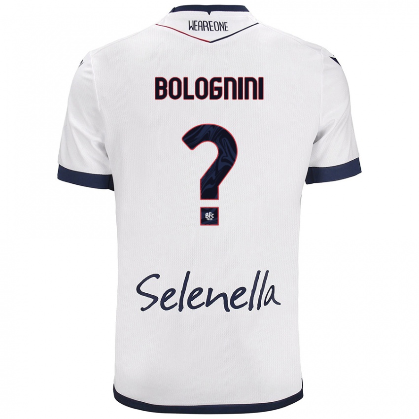 Niño Camiseta Andrea Bolognini #0 Blanco Azul Real 2ª Equipación 2024/25 La Camisa