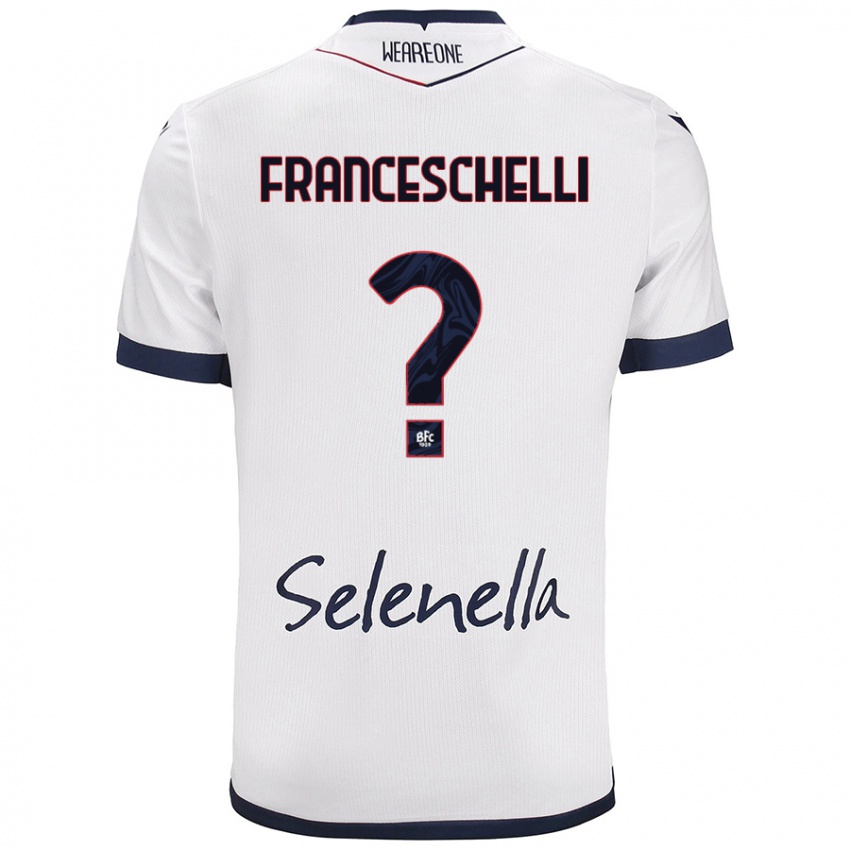 Niño Camiseta Matteo Franceschelli #0 Blanco Azul Real 2ª Equipación 2024/25 La Camisa