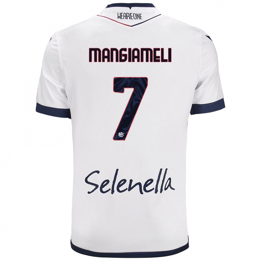 Niño Camiseta Federico Mangiameli #7 Blanco Azul Real 2ª Equipación 2024/25 La Camisa