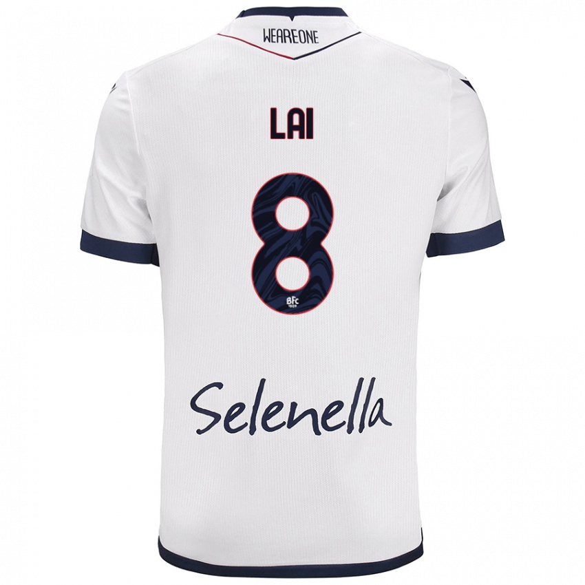 Niño Camiseta Luca Lai #8 Blanco Azul Real 2ª Equipación 2024/25 La Camisa