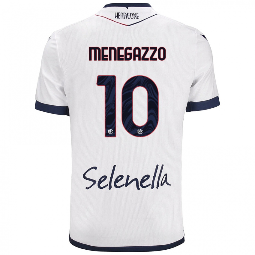 Niño Camiseta Lorenzo Menegazzo #10 Blanco Azul Real 2ª Equipación 2024/25 La Camisa