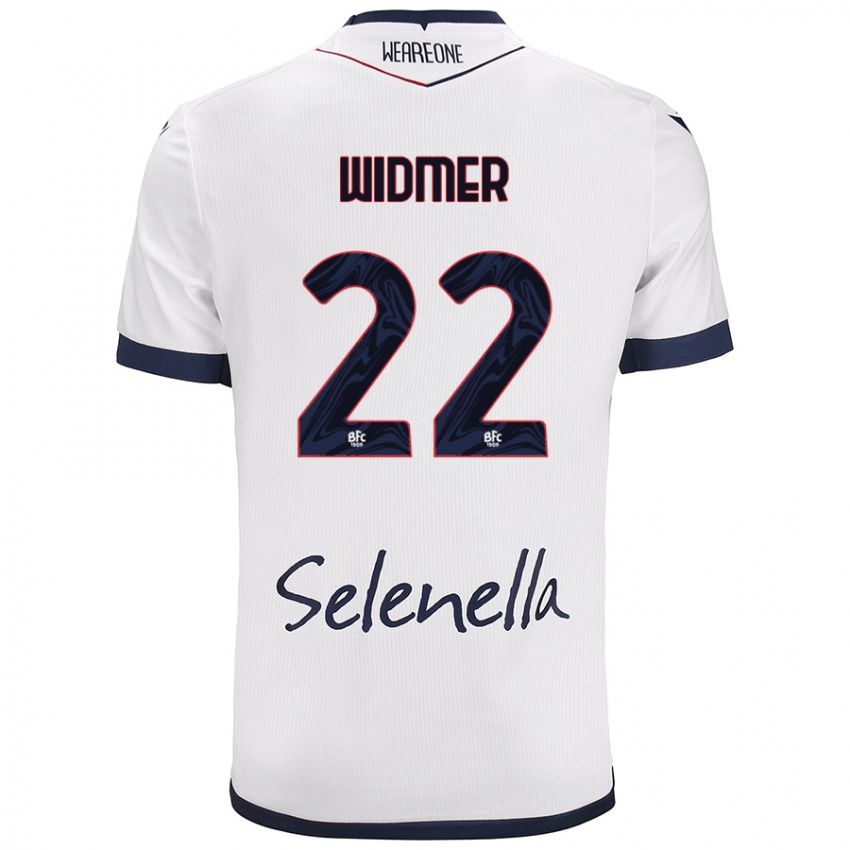 Niño Camiseta Renato Widmer D’autilia #22 Blanco Azul Real 2ª Equipación 2024/25 La Camisa