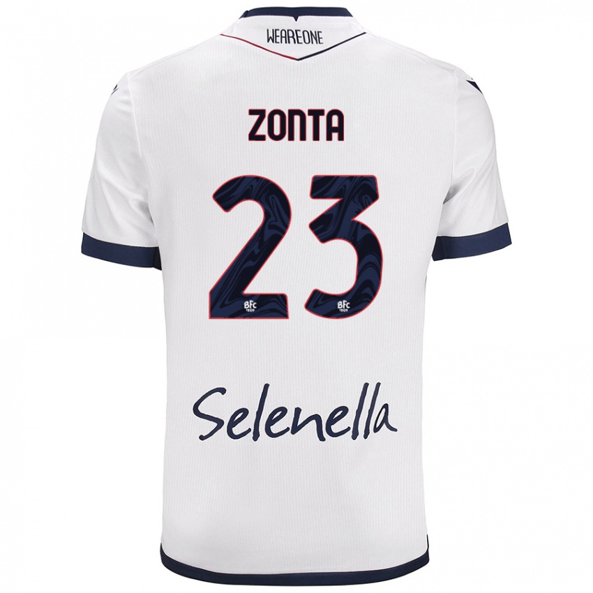 Niño Camiseta Alessandro Zonta #23 Blanco Azul Real 2ª Equipación 2024/25 La Camisa