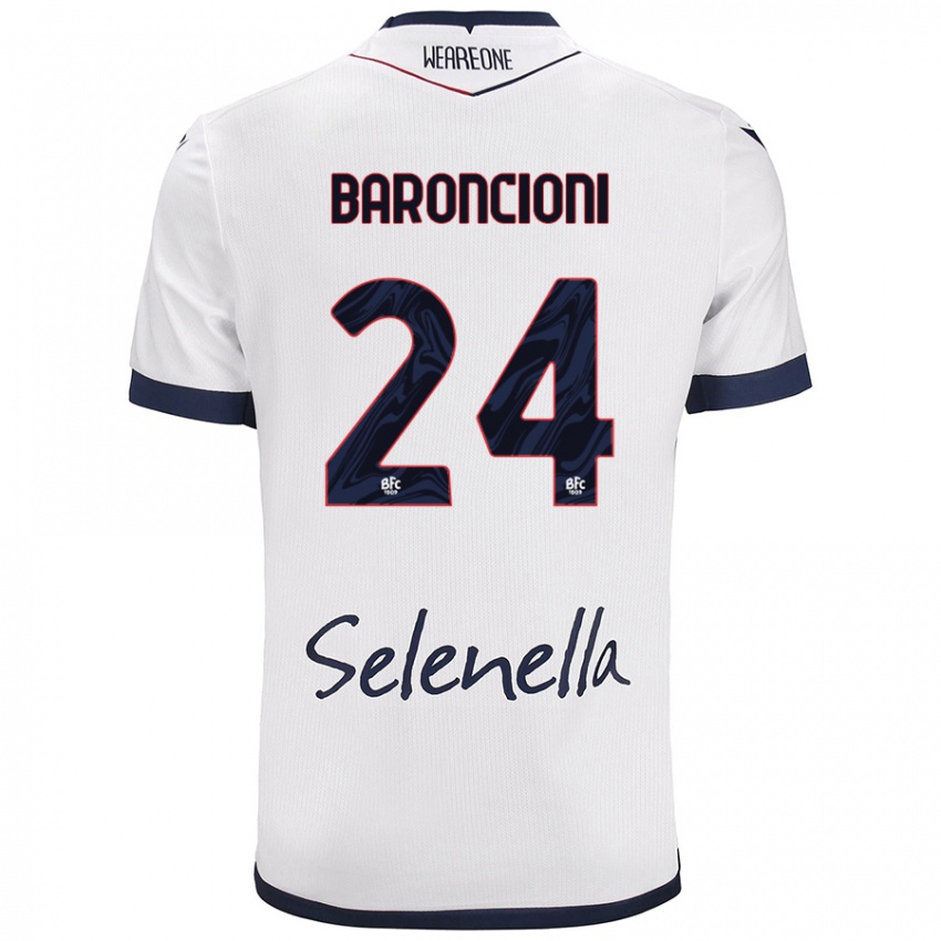 Niño Camiseta Davide Baroncioni #24 Blanco Azul Real 2ª Equipación 2024/25 La Camisa