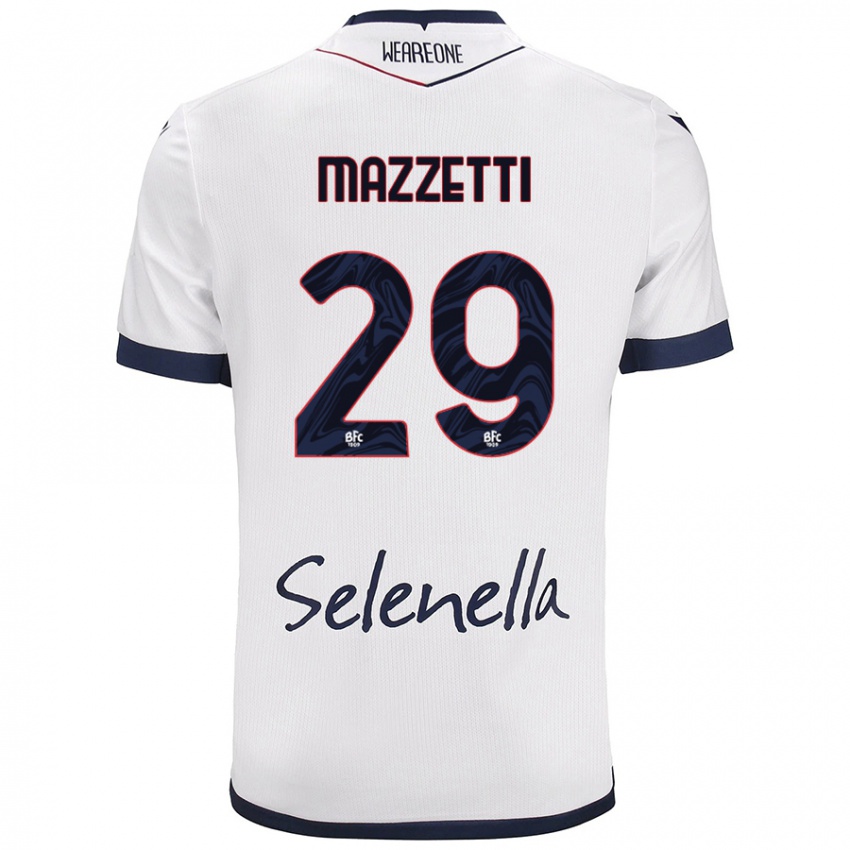 Niño Camiseta Gabriele Mazzetti #29 Blanco Azul Real 2ª Equipación 2024/25 La Camisa