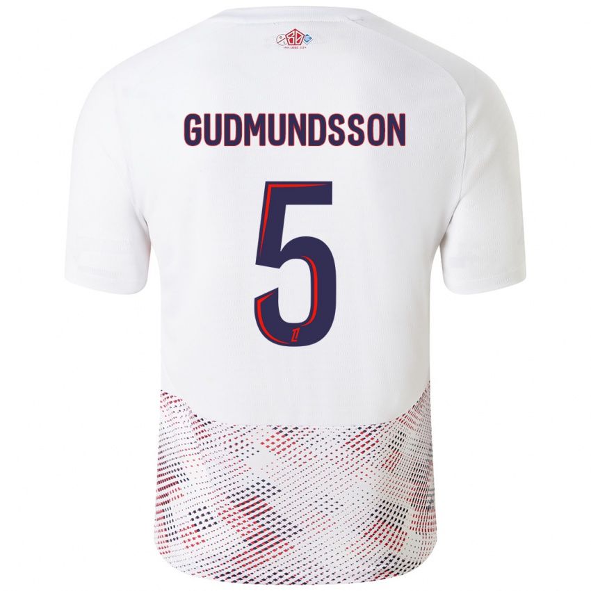 Niño Camiseta Gabriel Gudmundsson #5 Blanco Azul Real 2ª Equipación 2024/25 La Camisa