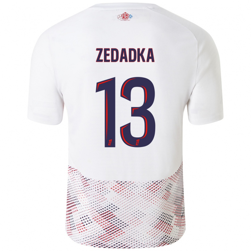 Niño Camiseta Akim Zedadka #13 Blanco Azul Real 2ª Equipación 2024/25 La Camisa