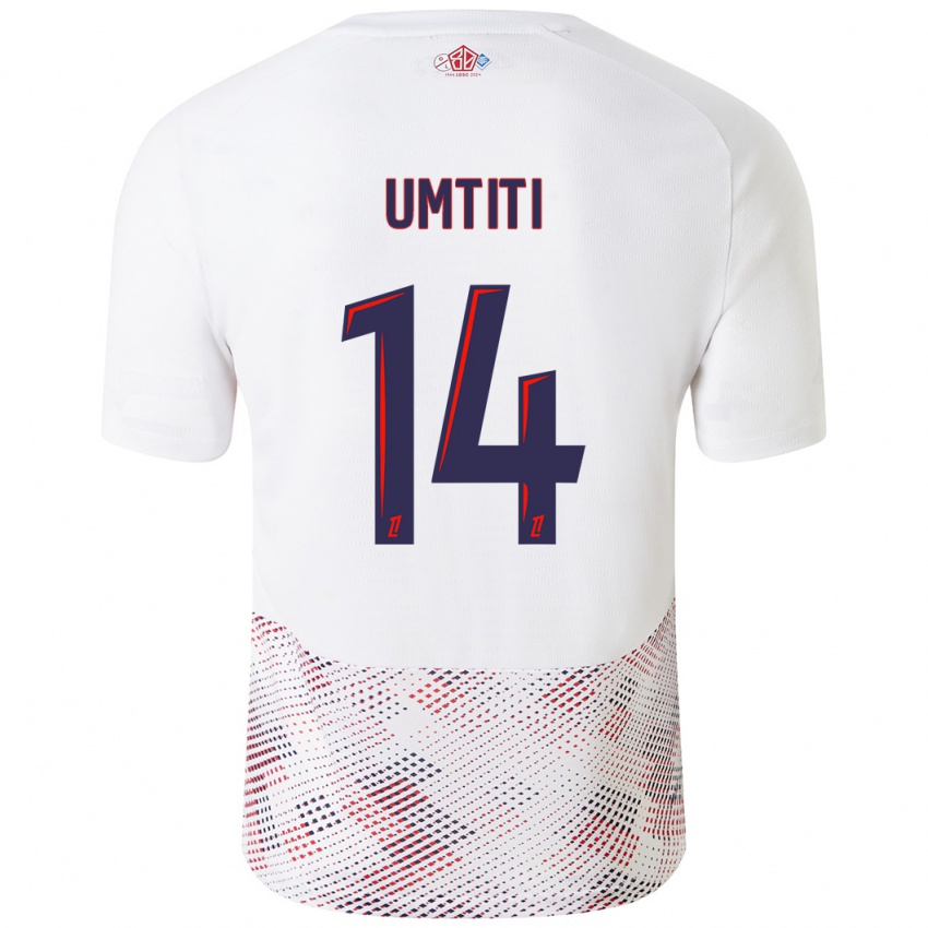 Niño Camiseta Samuel Umtiti #14 Blanco Azul Real 2ª Equipación 2024/25 La Camisa