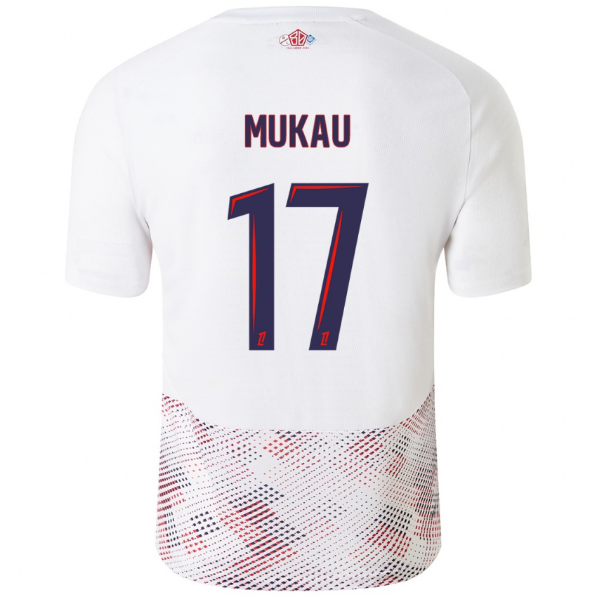 Niño Camiseta Ngal'ayel Mukau #17 Blanco Azul Real 2ª Equipación 2024/25 La Camisa