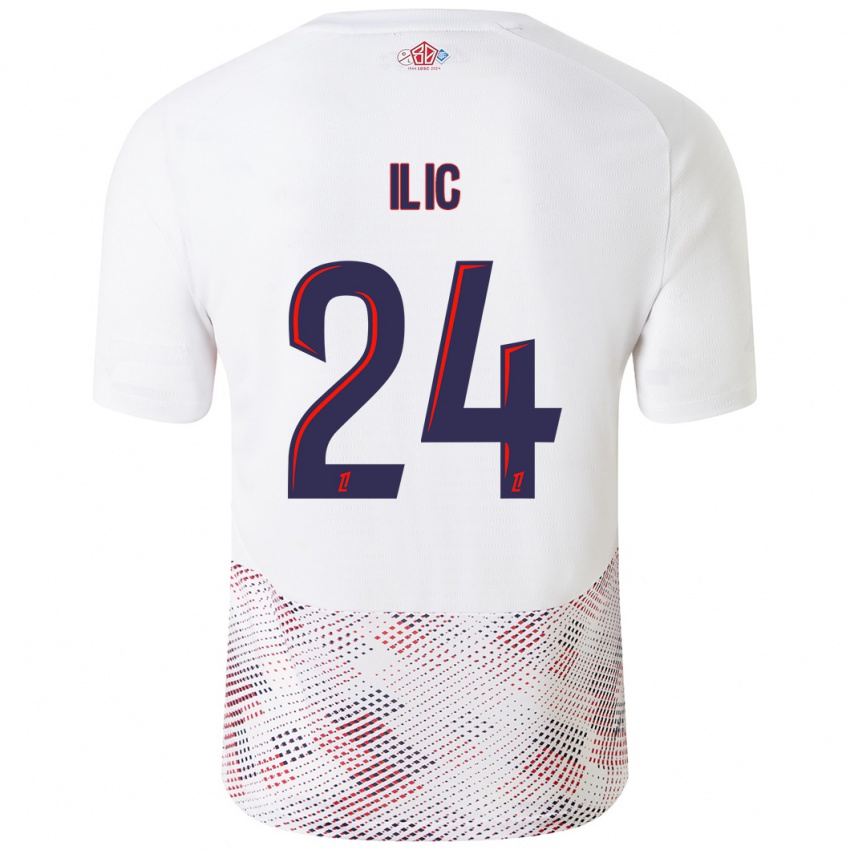 Niño Camiseta Andrej Ilic #24 Blanco Azul Real 2ª Equipación 2024/25 La Camisa