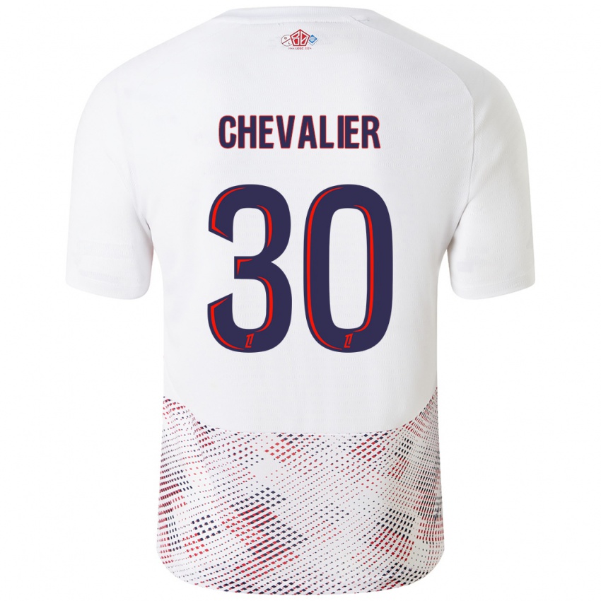 Niño Camiseta Lucas Chevalier #30 Blanco Azul Real 2ª Equipación 2024/25 La Camisa