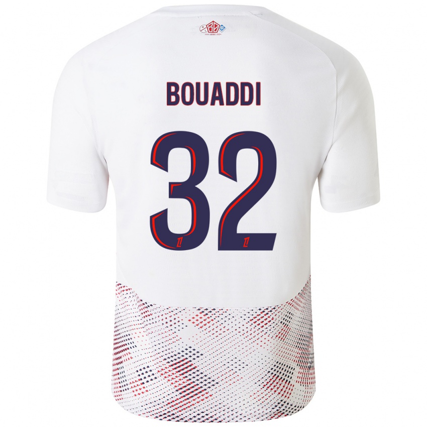 Niño Camiseta Ayyoub Bouaddi #32 Blanco Azul Real 2ª Equipación 2024/25 La Camisa