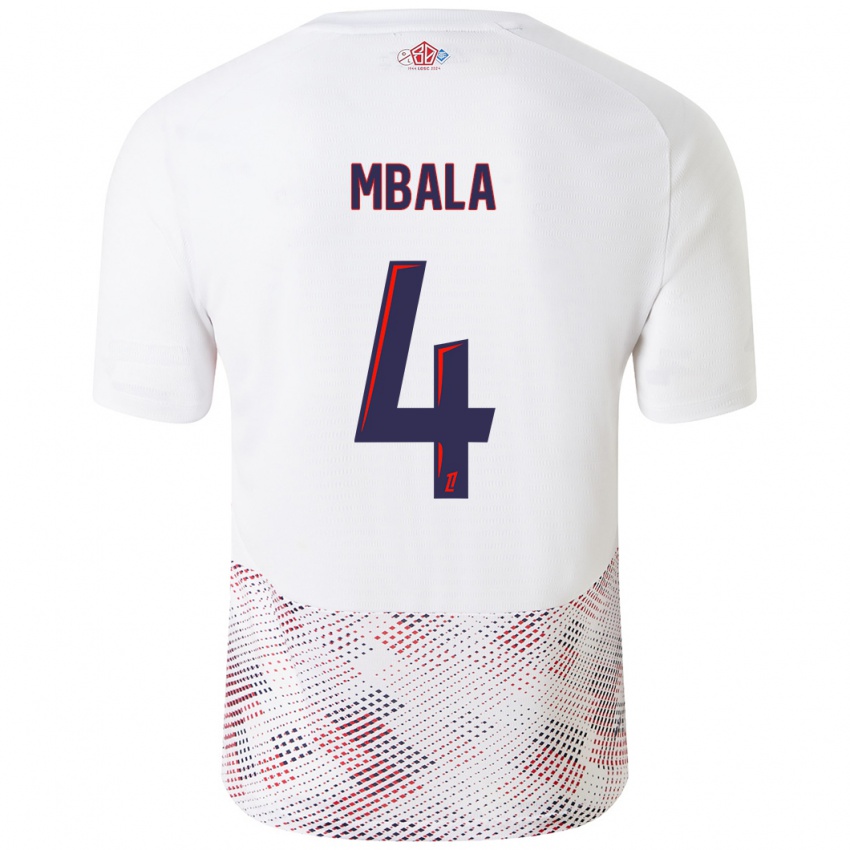 Niño Camiseta Olivia Mbala #4 Blanco Azul Real 2ª Equipación 2024/25 La Camisa