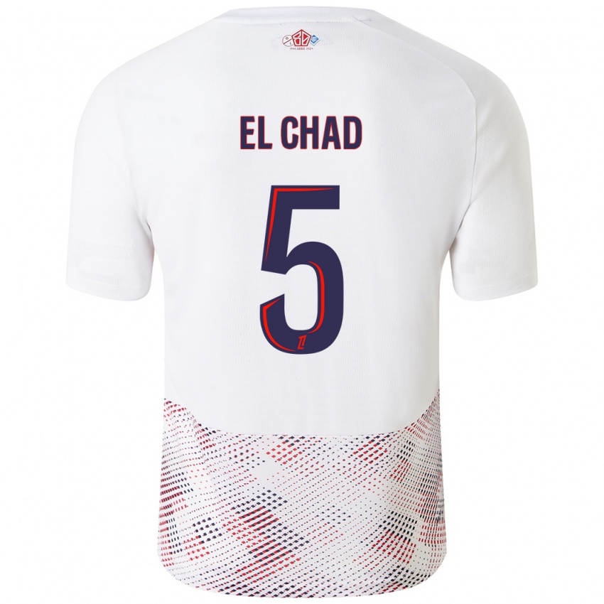 Niño Camiseta Nesryne El Chad #5 Blanco Azul Real 2ª Equipación 2024/25 La Camisa