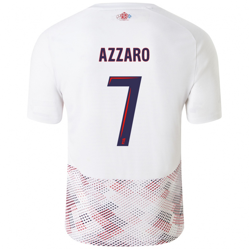 Niño Camiseta Lorena Azzaro #7 Blanco Azul Real 2ª Equipación 2024/25 La Camisa