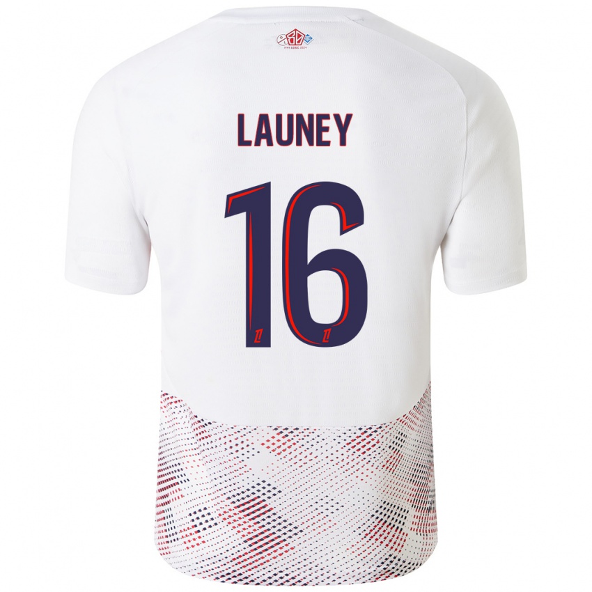 Niño Camiseta Elisa Launey #16 Blanco Azul Real 2ª Equipación 2024/25 La Camisa