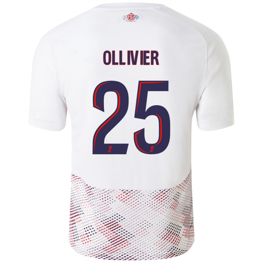 Niño Camiseta Agathe Ollivier #25 Blanco Azul Real 2ª Equipación 2024/25 La Camisa