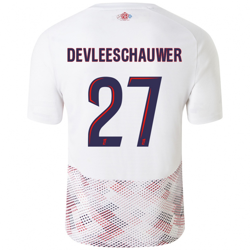 Niño Camiseta Gwenaëlle Devleeschauwer #27 Blanco Azul Real 2ª Equipación 2024/25 La Camisa