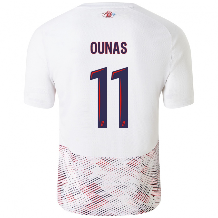 Niño Camiseta Adam Ounas #11 Blanco Azul Real 2ª Equipación 2024/25 La Camisa