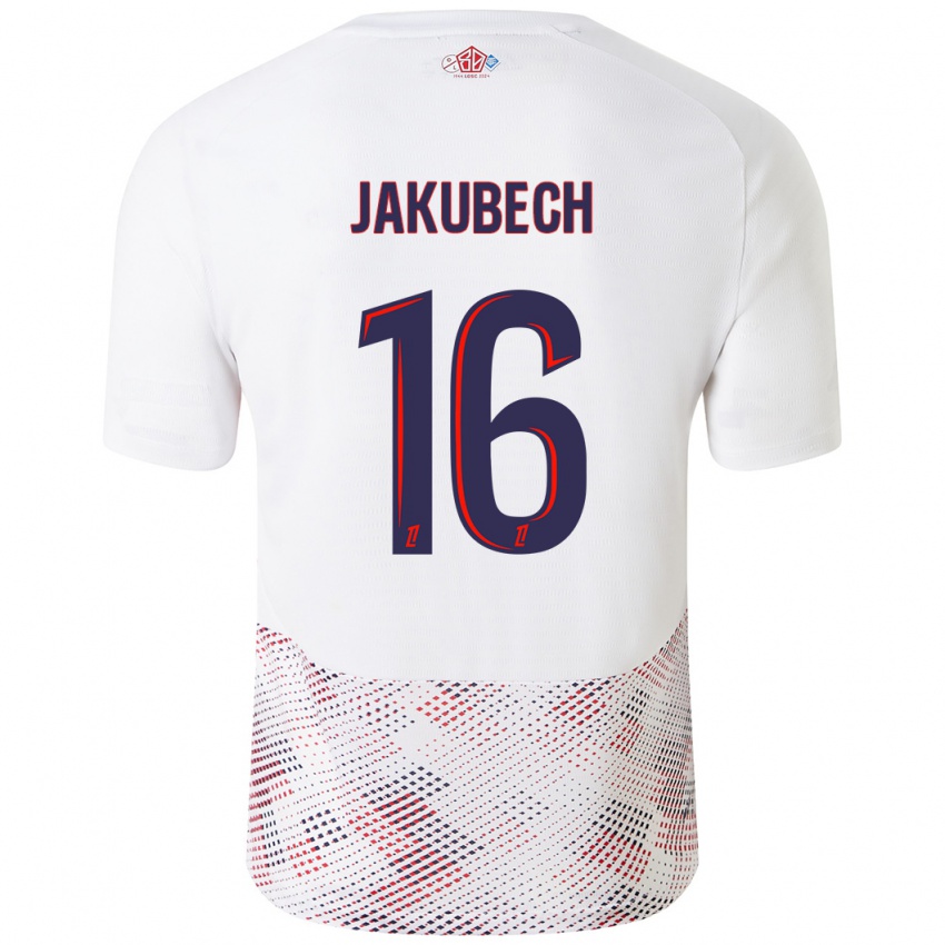 Niño Camiseta Adam Jakubech #16 Blanco Azul Real 2ª Equipación 2024/25 La Camisa