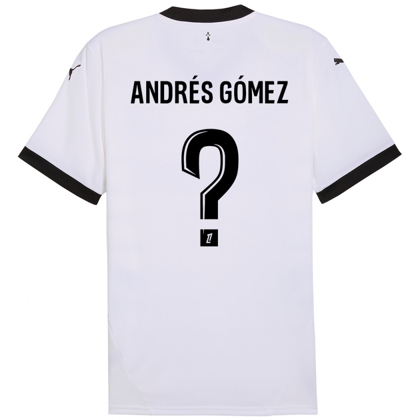 Niño Camiseta Carlos Andrés Gómez #0 Blanco Negro 2ª Equipación 2024/25 La Camisa