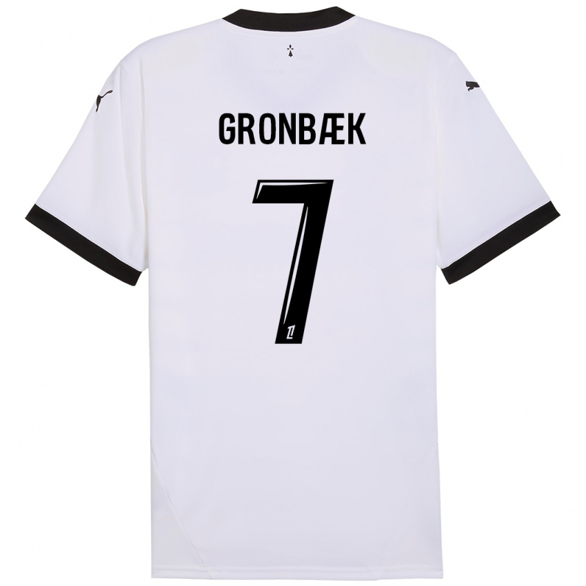 Niño Camiseta Albert Grønbaek #7 Blanco Negro 2ª Equipación 2024/25 La Camisa