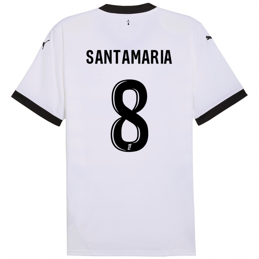 Niño Camiseta Baptiste Santamaria #8 Blanco Negro 2ª Equipación 2024/25 La Camisa