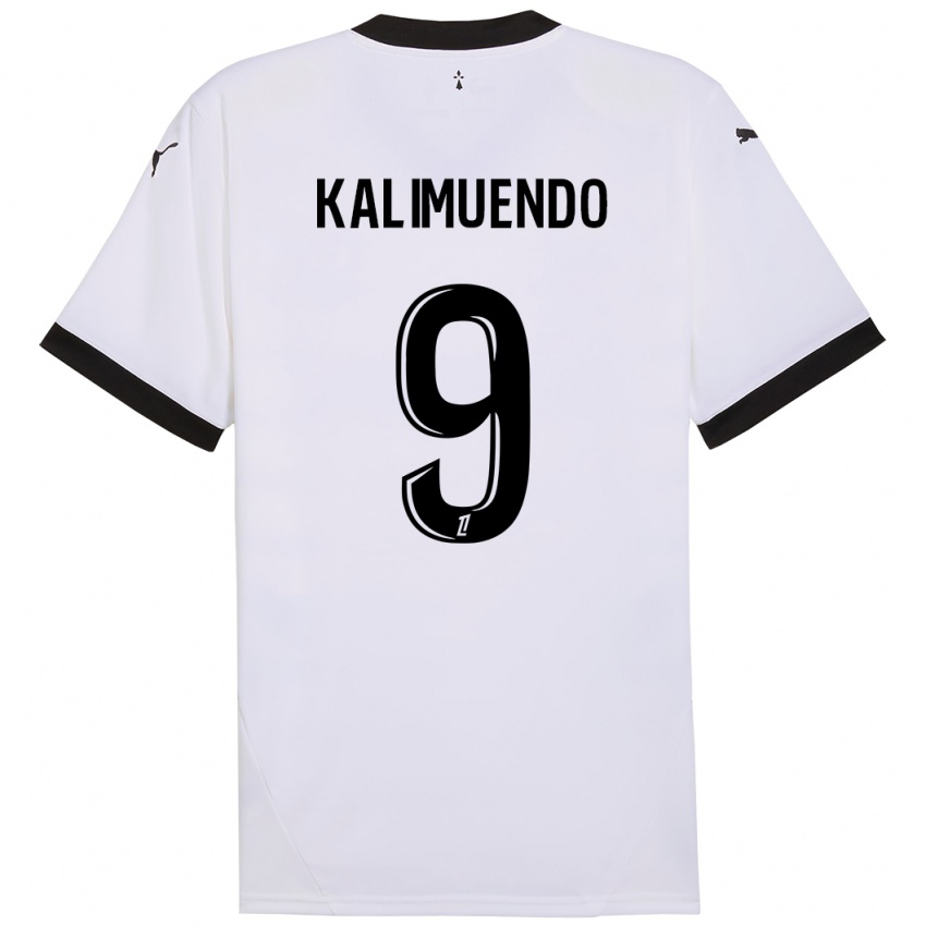 Niño Camiseta Arnaud Kalimuendo #9 Blanco Negro 2ª Equipación 2024/25 La Camisa