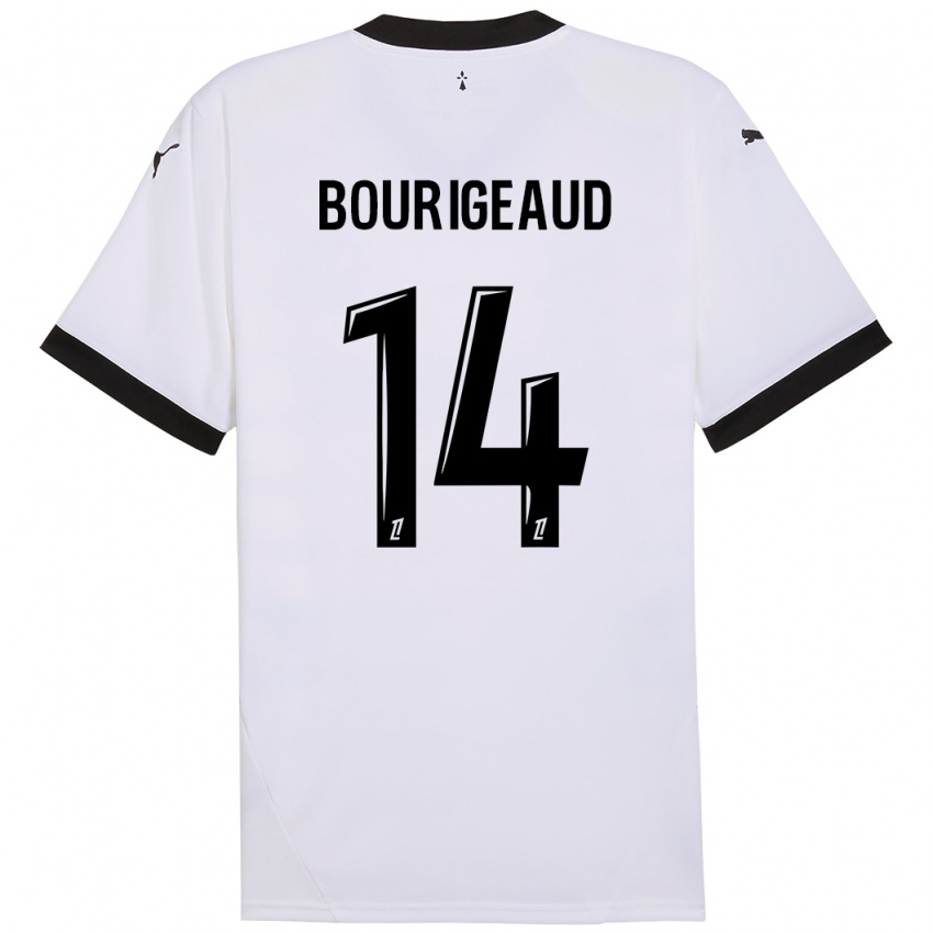 Niño Camiseta Benjamin Bourigeaud #14 Blanco Negro 2ª Equipación 2024/25 La Camisa